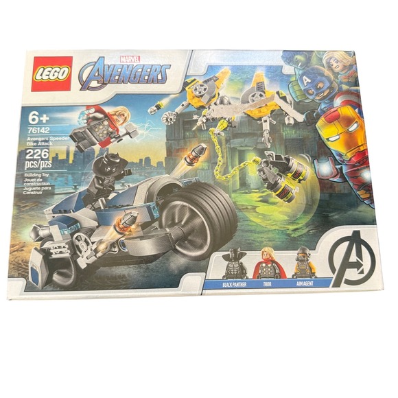 New‎ Retired Lego Marvel Avengers Speeder Bike Attack 76142 Thor Black Panther - Picture 1 of 2